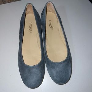 Garnet Hill Pippa Modern Ballet Flats Blue Suede Size 9
